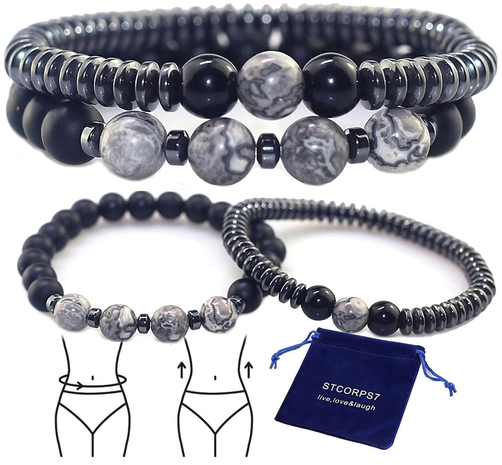 STCORPS7 magnetic healing bracelet close-up with hematite beads for refined style.