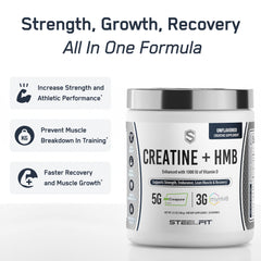 SteelFit Creatine HMB powder scoop for easy daily serving during workouts.