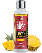 SteelFit Steel Burn bottle with Island Pineapple flavor and clean energy potential
