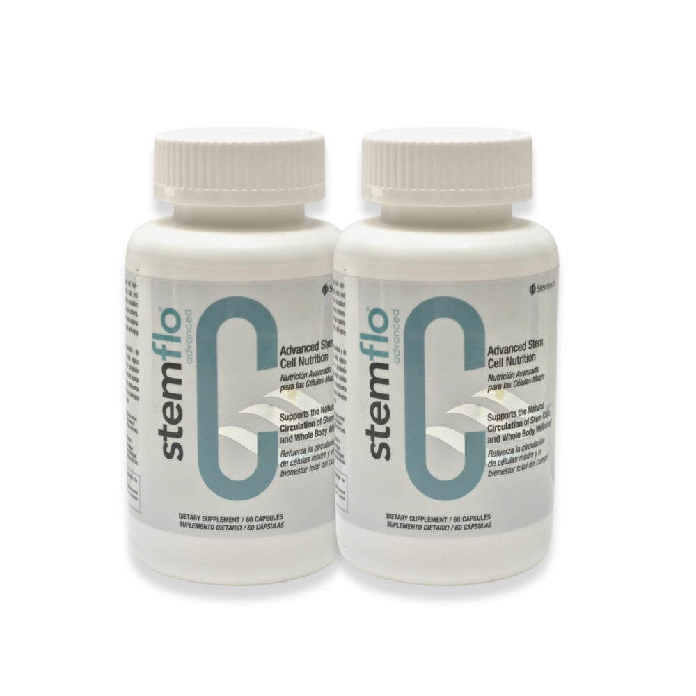 StemTech StemFlo bottle with capsules suggesting cardiovascular support and cellular nourishment.