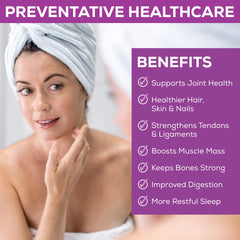 Step Above Proteins collagen powder scoop highlighting convenient daily serving.