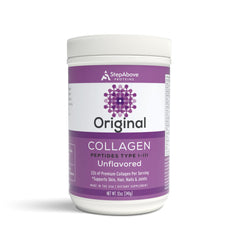 Step Above Proteins Original Collagen bottle showcasing premium hydrolyzed collagen for recovery.