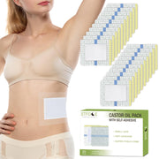 STFOCE castor oil pack wrap with transparent film for secure adhesion during movement.