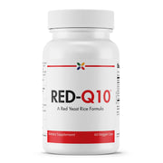 Stop Aging Now RED-Q10 bottle labeled for daily cardiovascular support.