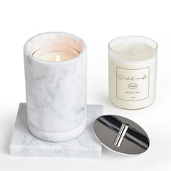 Story of Stone exchangeable candle in marble container—luxury decor centerpiece.
