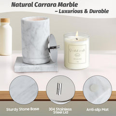 Story of Stone lemon-vanilla wax in glass inserts; refreshing aroma.