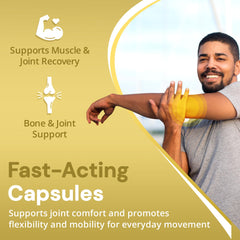 Strength & Spices bottle back view highlighting ingredients and use for bone health and flexibility