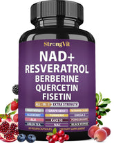 StrongVit NAD Resveratrol bottle for daily wellness and anti-aging support.