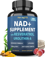 StrongVit NAD supplement bottle showing premium formulation and packaging for daily energy support