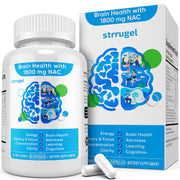 Strrugel NAC Brain Supplement bottle with capsules supports focus.