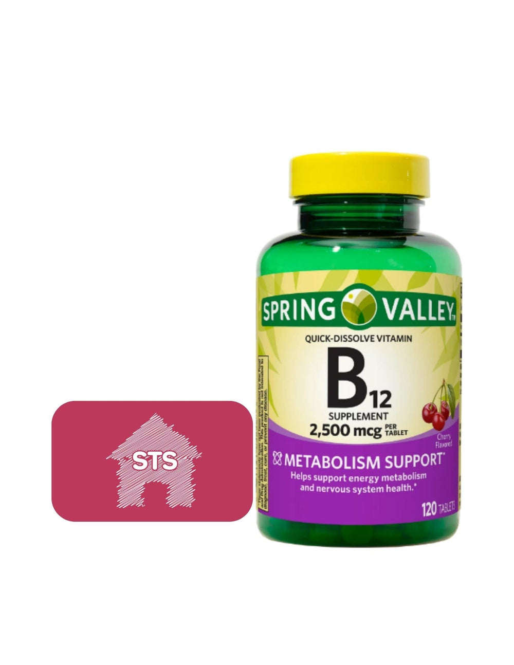 STS Home Spring Valley B12 tablets in a jar for easy daily use