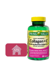 STS Home Spring Valley collagen bottle highlighting 2,500 mg per serving for skin support.