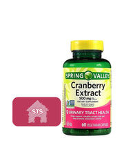 STS Home Spring Valley Cranberry Extract bottle label highlights 60 vegetarian capsules for daily wellness