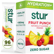Stur electrolytes powder fruit punch packet for quick, sugar-free hydration
