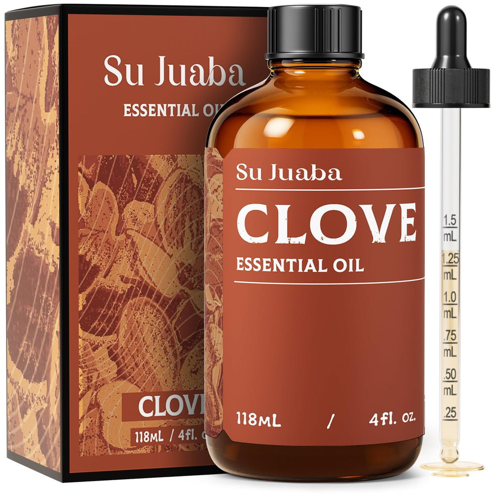 SU JUABA Clove Essential Oil in amber bottle preserves aroma for long-lasting use