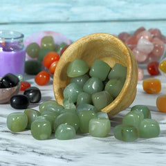 SUBSH Green Aventurine Hesling Stones tumbled-set for home decor and mindful practice