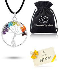Sugandha Wellness 7 Chakra Tree of Life pendant leaves detail for balanced energy.