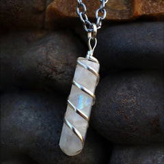Sugandha Wellness Rainbow Moonstone closeup highlights natural variations and radiant glow