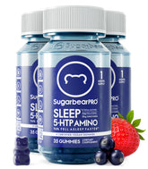 SugarBear Sleep Gummy bottle shows 6mg melatonin for a calm bedtime routine.
