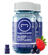 SugarBearPro Sleep Gummy bottle on nightstand promotes a calm bedtime routine