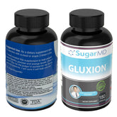 SugarMD GLUXION 3X bottle displaying triple-strength formula for steady energy.