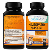 SugarMD Neuropathy bottle front featuring 180 capsules for convenient daily nerve support.