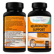 SugarMD Neuropathy bottle front featuring 180 capsules for convenient daily nerve support.