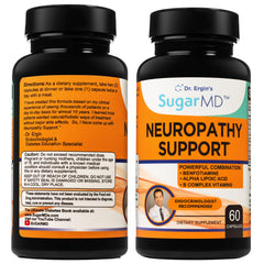 SugarMD Neuropathy bottle front view for a 30-day nerve support supply.