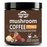 Suiyilary ten-mushroom coffee tin framed for daily focus and flavor.
