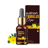 Sukham TTT-120 bottle label showing alcohol-free Tribulus drops.