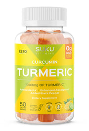 SUKU turmeric curcumin gummies lemon lime bottle for daily support