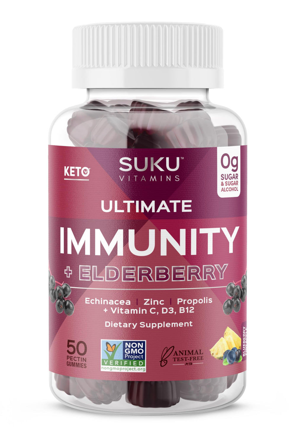 SUKU Ultimate Immunity Gummies bottle front for easy daily immune support