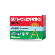 Sun Chlorella 500mg tablet bottle for convenient daily greens nutrition.