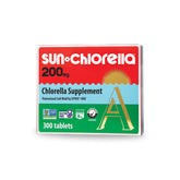 Sun Chlorella tablet close-up reveals chlorophyll-rich greens for daily vitality.