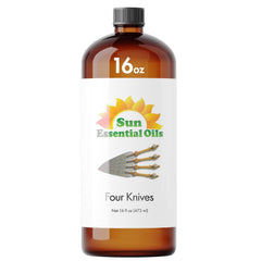 Sun Essential Oils Four Knives amber bottle protects aroma for diffusers