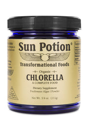 Sun Potion Chlorella Powder 111g packaging for daily greens boost