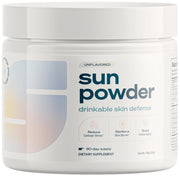 Sun Powder bottle front view for a daily skin-supporting routine.