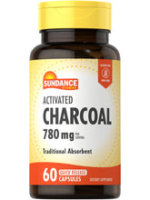Sundance Activated Charcoal capsules 780 mg, traditional absorbent for daily use.