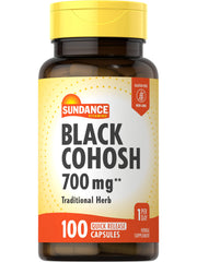 Sundance Black Cohosh 700mg capsules in bottle for easy daily use
