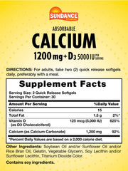 Close up of Sundance Calcium softgels highlighting quick release formula