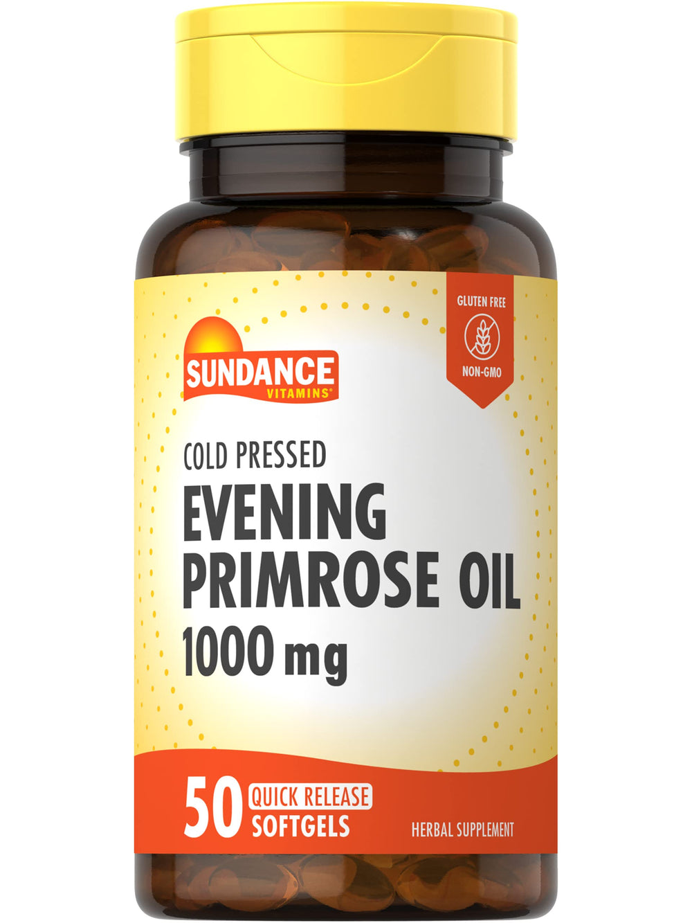 Sundance Evening Primrose Oil softgel closeup demonstrates easy-to-swallow daily use