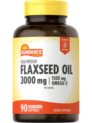 Sundance Flaxseed Oil 3000mg softgels bottle for daily use.