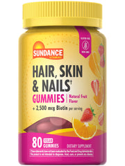 Sundance bottle of Hair, Skin & Nails gummies for daily beauty support.