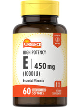 Sundance High Potency Vitamin E bottle front showing daily dosage.