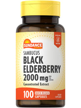 Sundance Sambucus Black Elderberry capsules bottle close-up for daily wellness