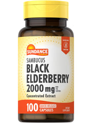 Sundance Sambucus Black Elderberry capsules bottle close-up for daily wellness