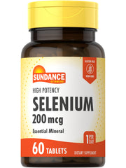 Sundance Selenium 200mcg bottle shown as a convenient daily mineral supplement
