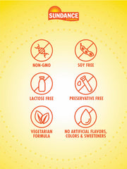 Sundance Vitamin B-Complex label and packaging emphasizing vegetarian, gluten-free notes.