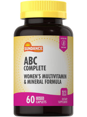 Sundance Women's ABC Complete Multivitamin bottle with coated caplets for daily wellness.