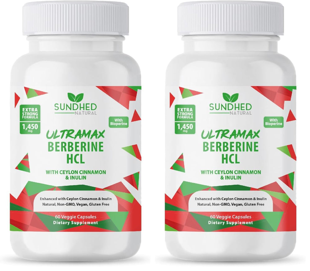 Sundhed Natural Ultramax Berberine HCL Cinnamon bottle for daily supplementation.